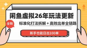 闲鱼虚拟从0到1系统化运营课程:标准化打法拆解 + 高效出单全链路教学,新手也能日出100单-聊项目