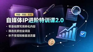 自媒体IP进阶特训课2.0，零基础撰写高转化内容，筛选优质创业项目，补齐变现短板盘活流量-聊项目