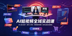 AI短视频全域实战课｜多工具AI成片、数字人带货、剪映高阶剪辑、账号运营全域变现全套教程-聊项目