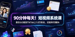 90分钟每天！短视频系统课教你从0做到TikTok上1.8万粉丝，还能单月賺8k【原创双语字幕】-聊项目