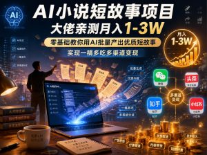 AI小说短故事项目，大佬亲测月入1-3W，零基础教你用AI批量产出优质短故事，实现一稿多吃多渠道变现(更新0710)-聊项目