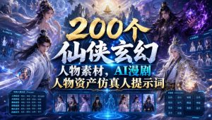 200个仙侠玄幻人物素材，AI漫剧人物资产仿真人提示词-聊项目