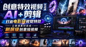 创意特效视频实战课,AI+剪辑打造电影级视觉特效,让普通素材变成刷屏级创意短视频-聊项目