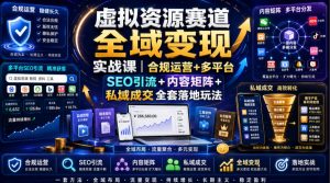 虚拟资源赛道全域变现实战课｜合规运营+多平台SEO引流+内容矩阵+私域成交全套落地玩法-聊项目