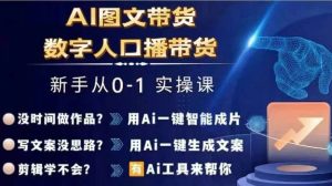 Ai图文带货+数字人口播带货,从0~1实操体系课-聊项目