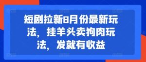 短剧拉新8月份最新玩法,挂羊头卖狗肉玩法,发就有收益-聊项目