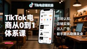 TikTok电商从0到1体系课,市场认知、店铺实操、达人广告,新手避坑稳赚美金-聊项目