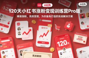 120天小红书涨粉变现训练营Pro版,精准涨粉,高效变现,为你量身打造的实战解决方案-聊项目