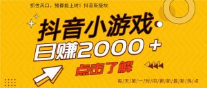 2025年爆火的抖音小游戏项目,一部手机日入2000+-聊项目