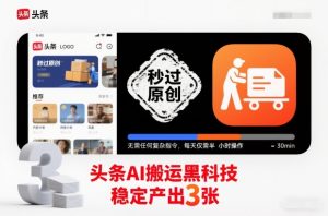 头条AI搬运黑科技,秒过原创,无需任何复杂指令,每天仅需半小时操作,稳定产出3张【揭秘】-聊项目