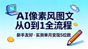 AI像素风图文从0到1全流程,新手友好,实测单月变现5位数-聊项目