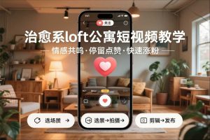 治愈系loft公寓短视频制作教学，情感共鸣引停留点赞关注，快速起号涨粉-聊项目