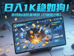 日入1K稳如狗！游戏自动挖金项目(已稳定2年)，永不失业的副业之选【揭秘】-聊项目