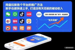 网盘拉新各个平台的推广方法，新手也能快速上手，打造没有天花板的被动收入-聊项目