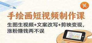 手绘画短视频制作课：生图生视频+文案改写+剪映变现，涨粉赚钱两不误-聊项目