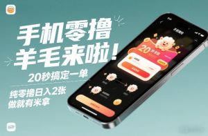 手机零撸薅羊毛来啦!20秒搞定一单,纯零撸日入2张,做就有米拿【揭秘】-聊项目