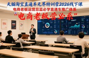 天猫淘宝直通车无界特训营2026线下课,电商老板运营总监必学直通车推广体系-聊项目