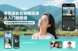 手机摄影剪辑精选课,从入门到精通,小白也能用手机轻松拍大片-聊项目