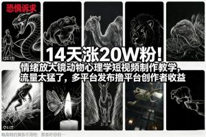 14天涨20W粉!情绪放大镜动物心理学短视频制作教学,流量太猛了,多平台发布撸平台创作者收益-聊项目