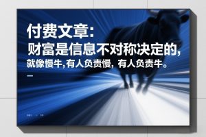 付费文章:财富是信息不对称决定的,就像慢牛,有人负责慢,有人负责牛-聊项目