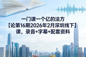 一门课一个亿的法方论第16期2026年2月深圳线下课,录音+字幕+配套资料-聊项目
